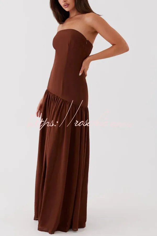 Eden Patchwork Semi-sheer Chiffon Strapless Maxi Dress