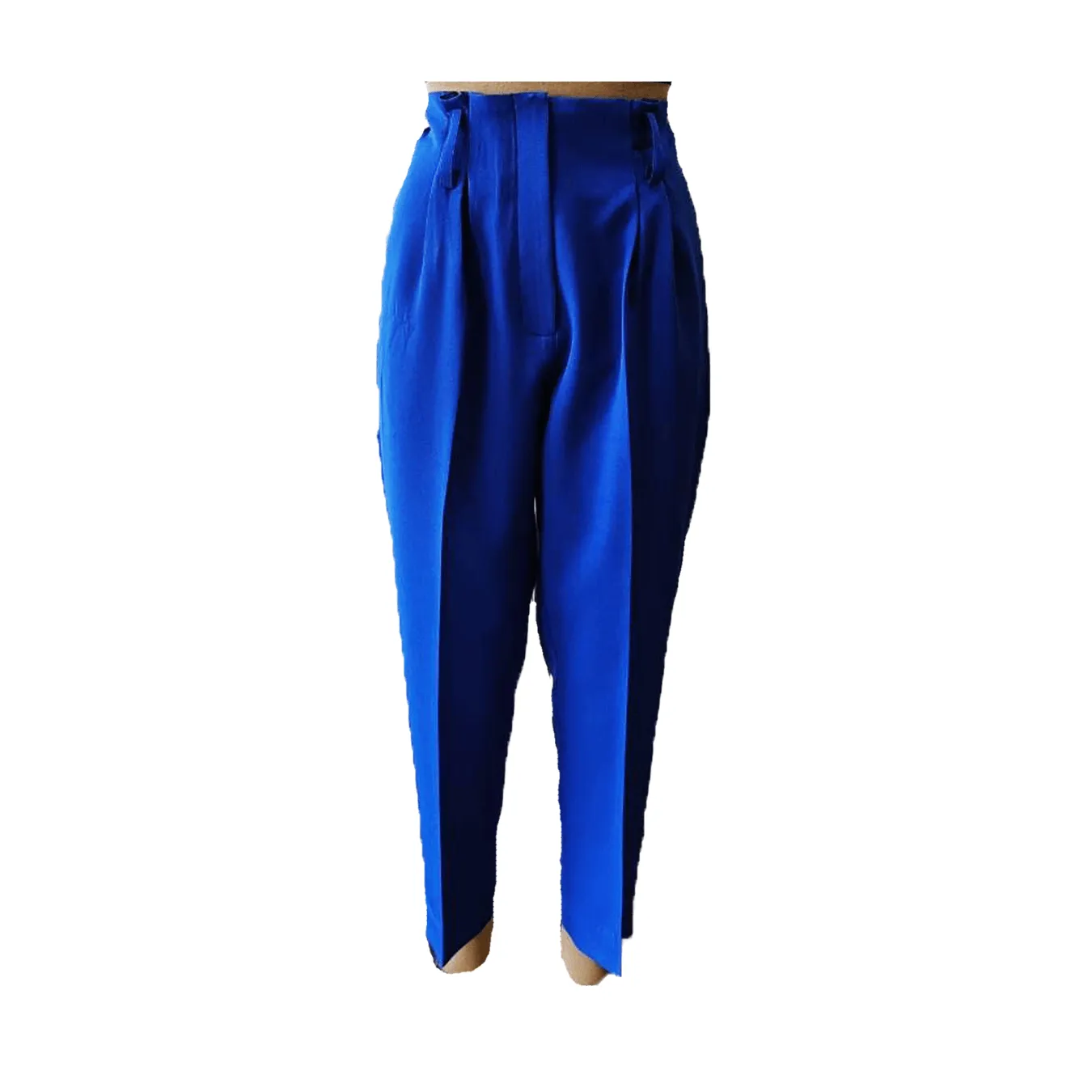 Electric Blue Pleated Cigarette Pants