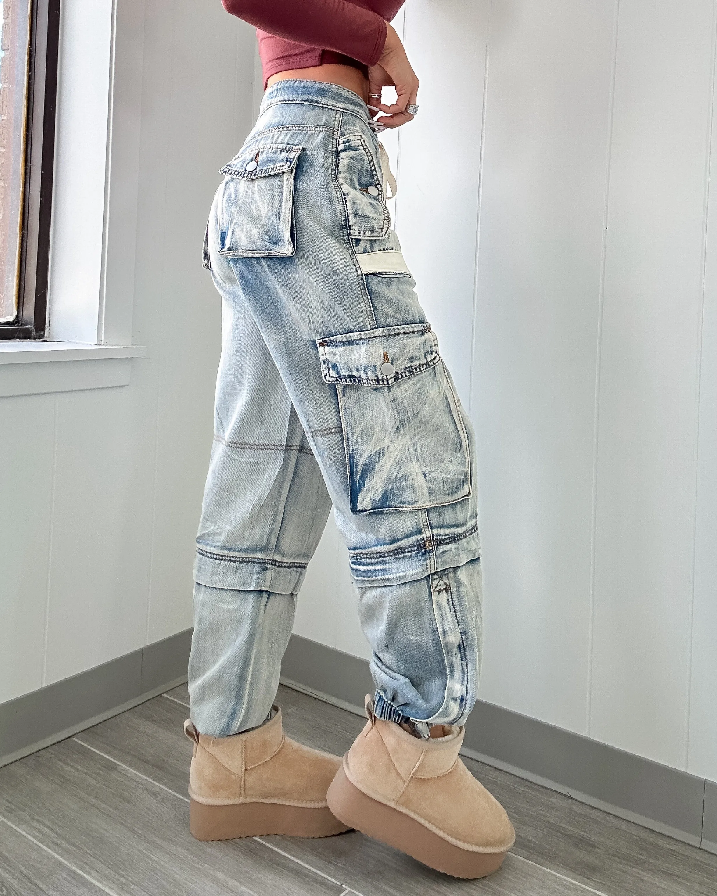 Ellie Denim Joggers - Acid Wash