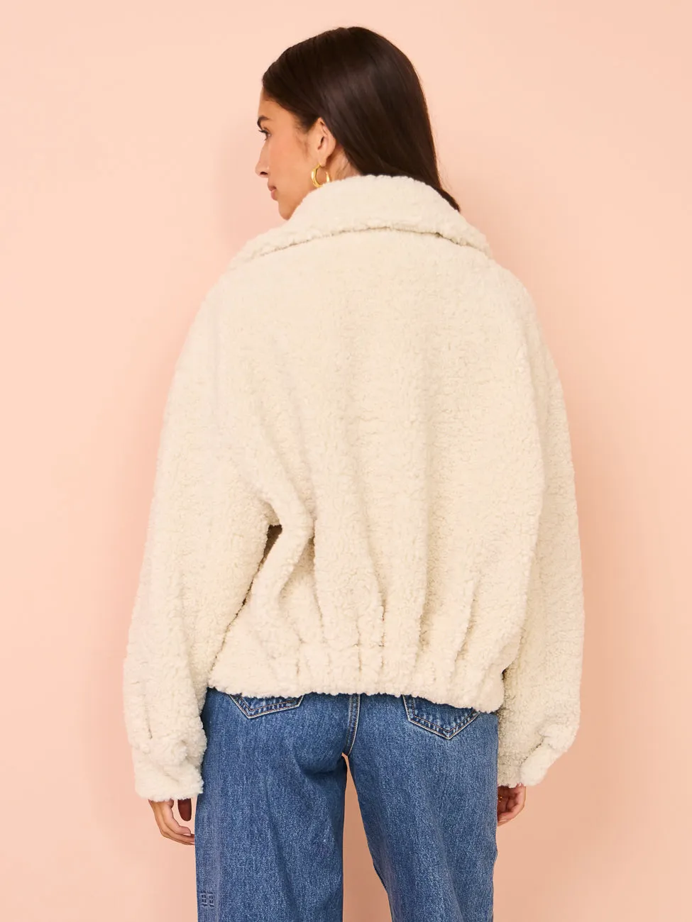 Ena Pelly Emery Faux Fur Jacket in Bone