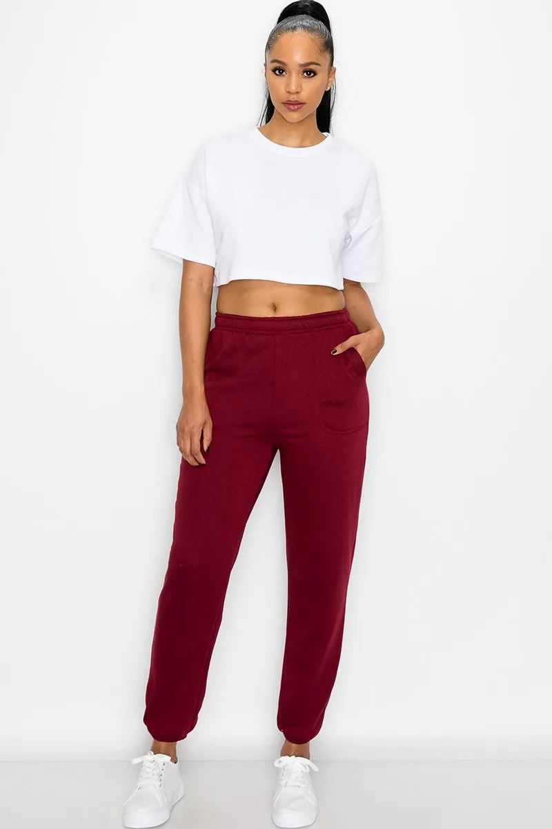 Essential Fleece Sweatpants - Burgundy