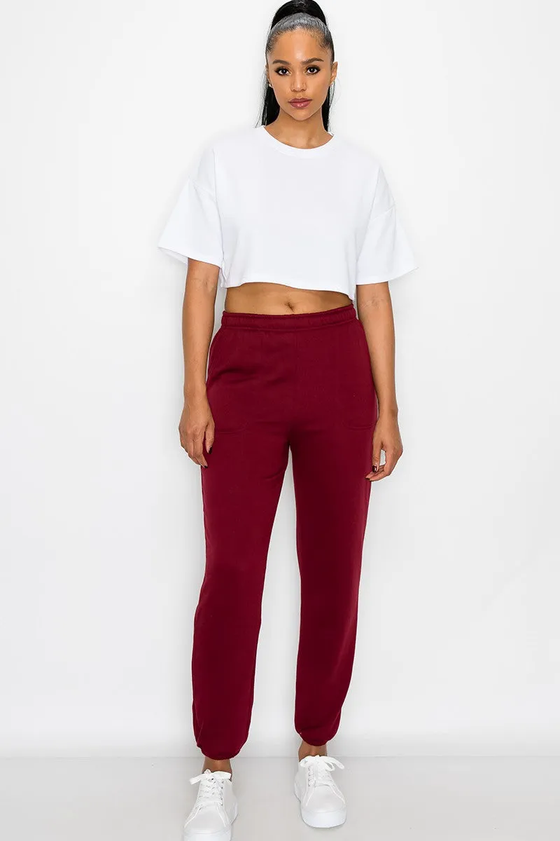 Essential Fleece Sweatpants - Burgundy