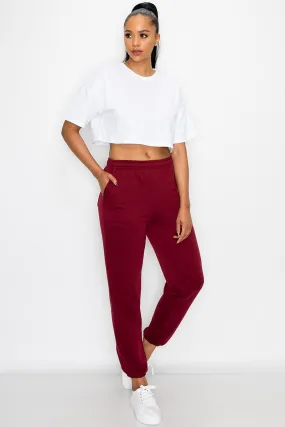 Essential Fleece Sweatpants - Burgundy