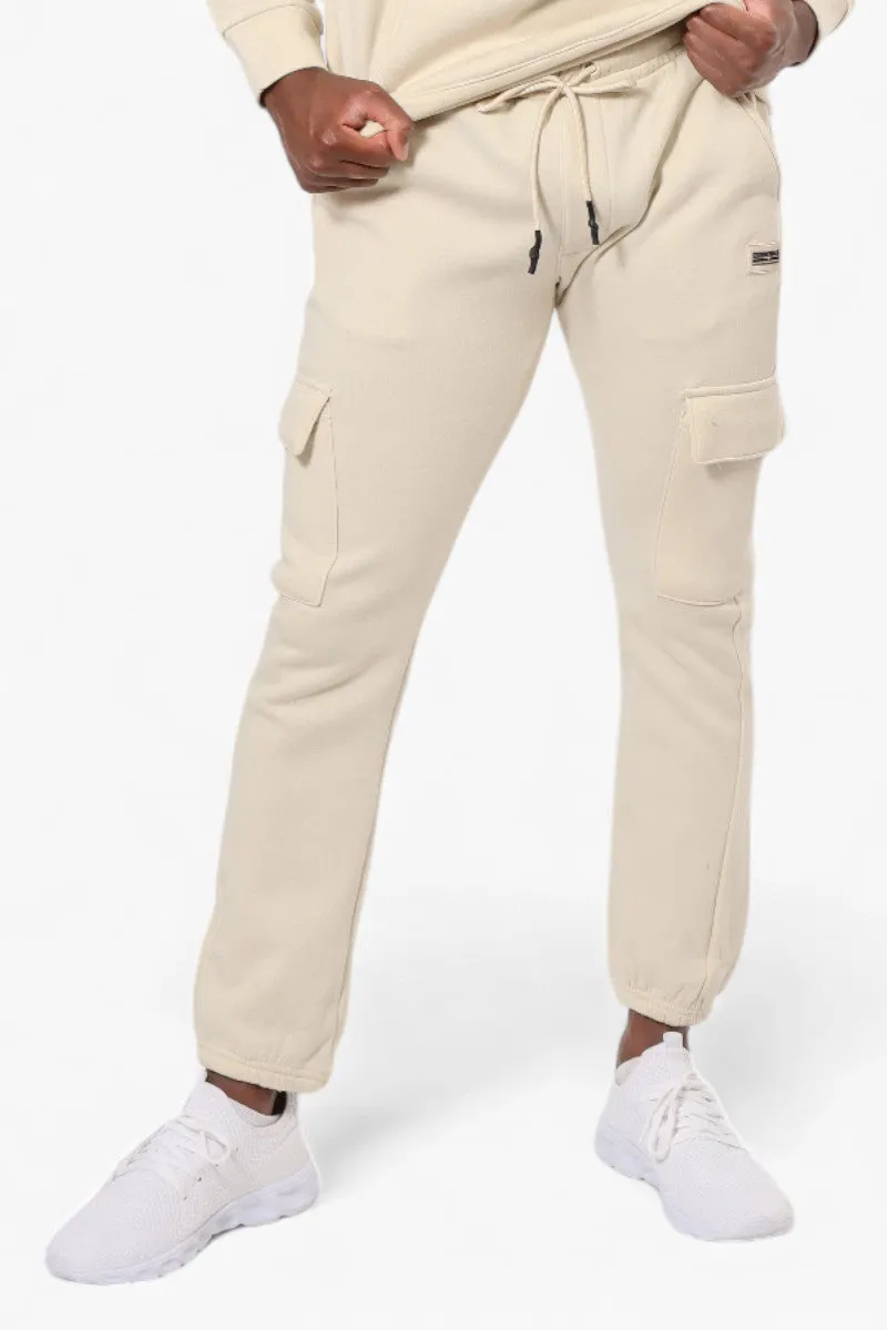 Essentials Solid Tie Waist Cargo Joggers - Cream