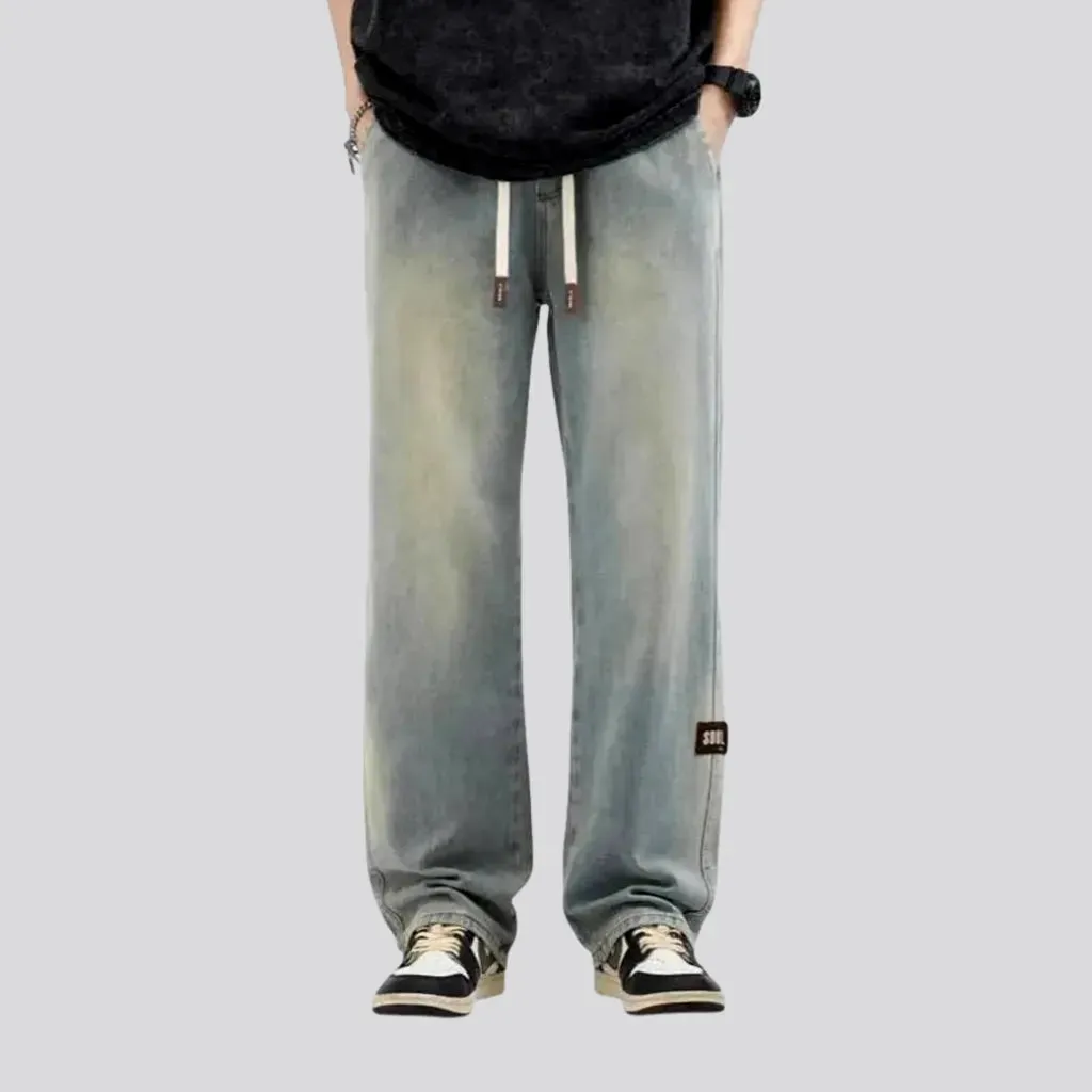 Fashionable light retro men's denim joggers