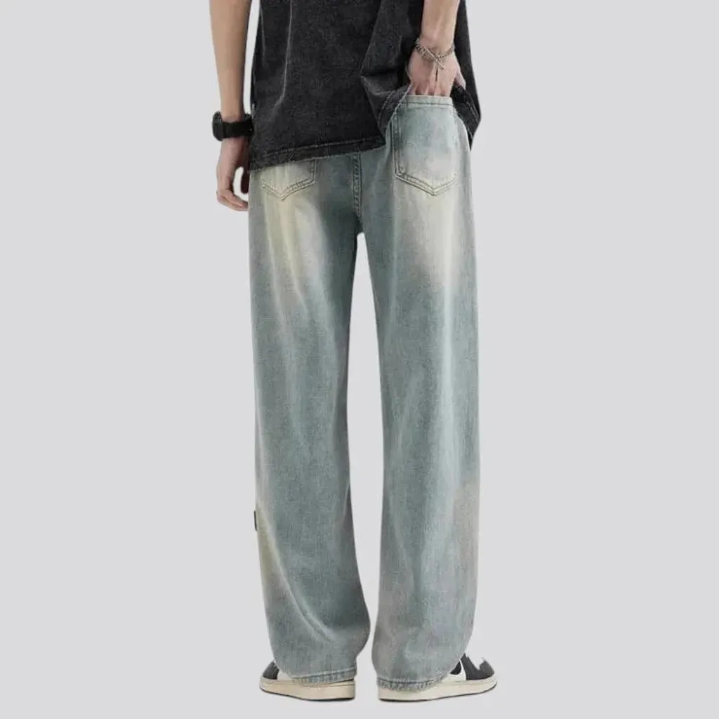 Fashionable light retro men's denim joggers