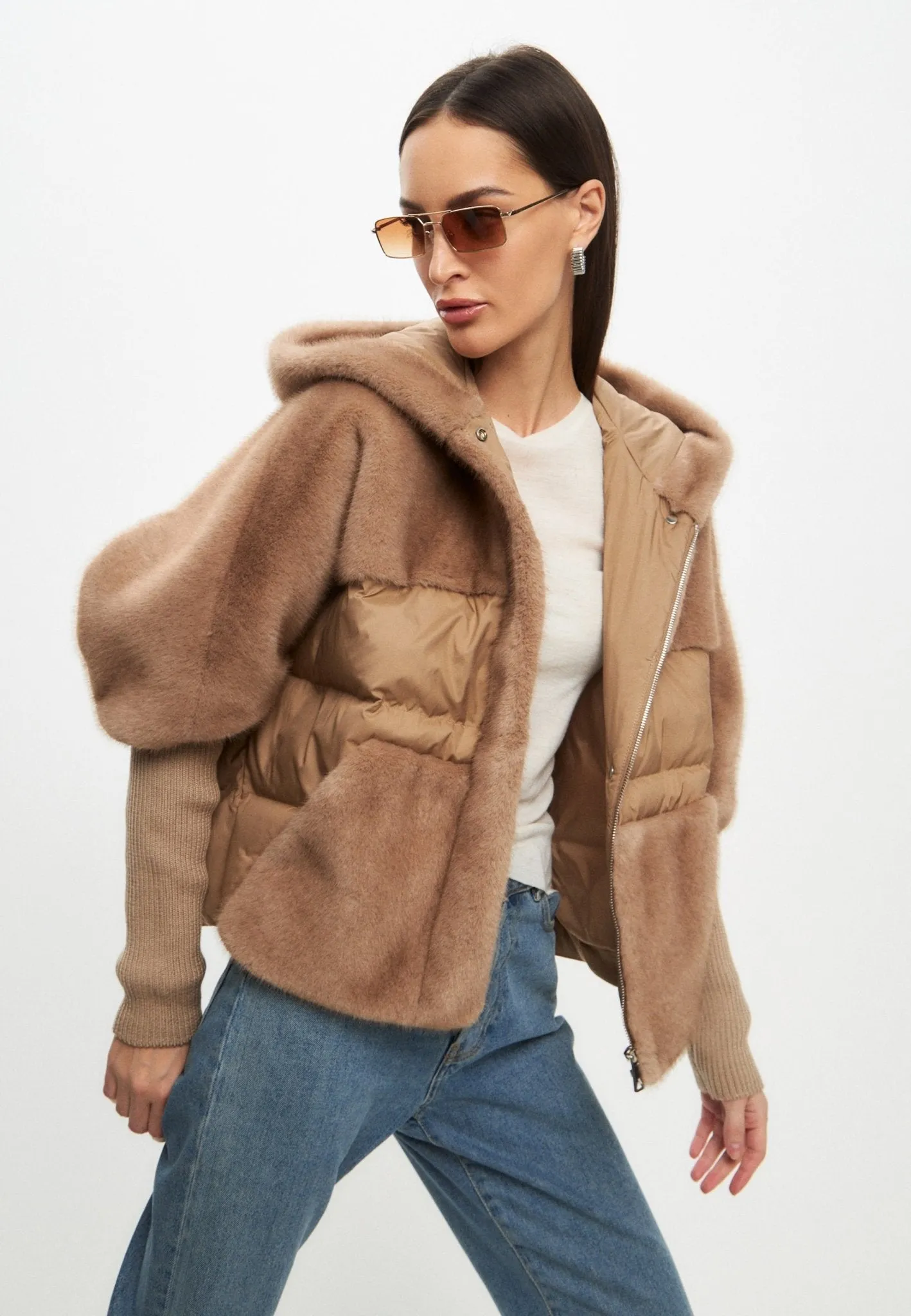 Faux Fur Jacket - Beige