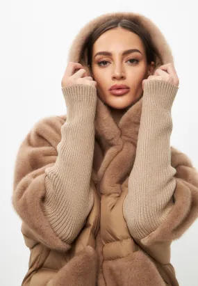 Faux Fur Jacket - Beige