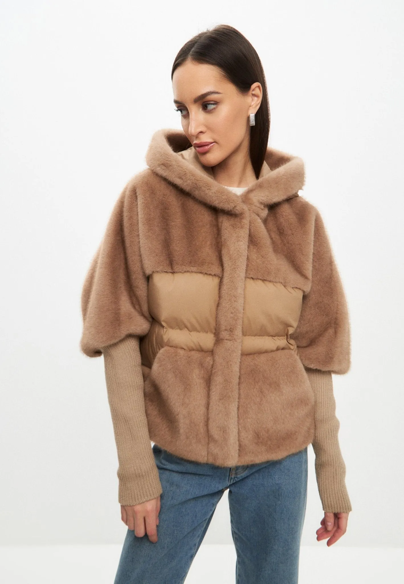 Faux Fur Jacket - Beige