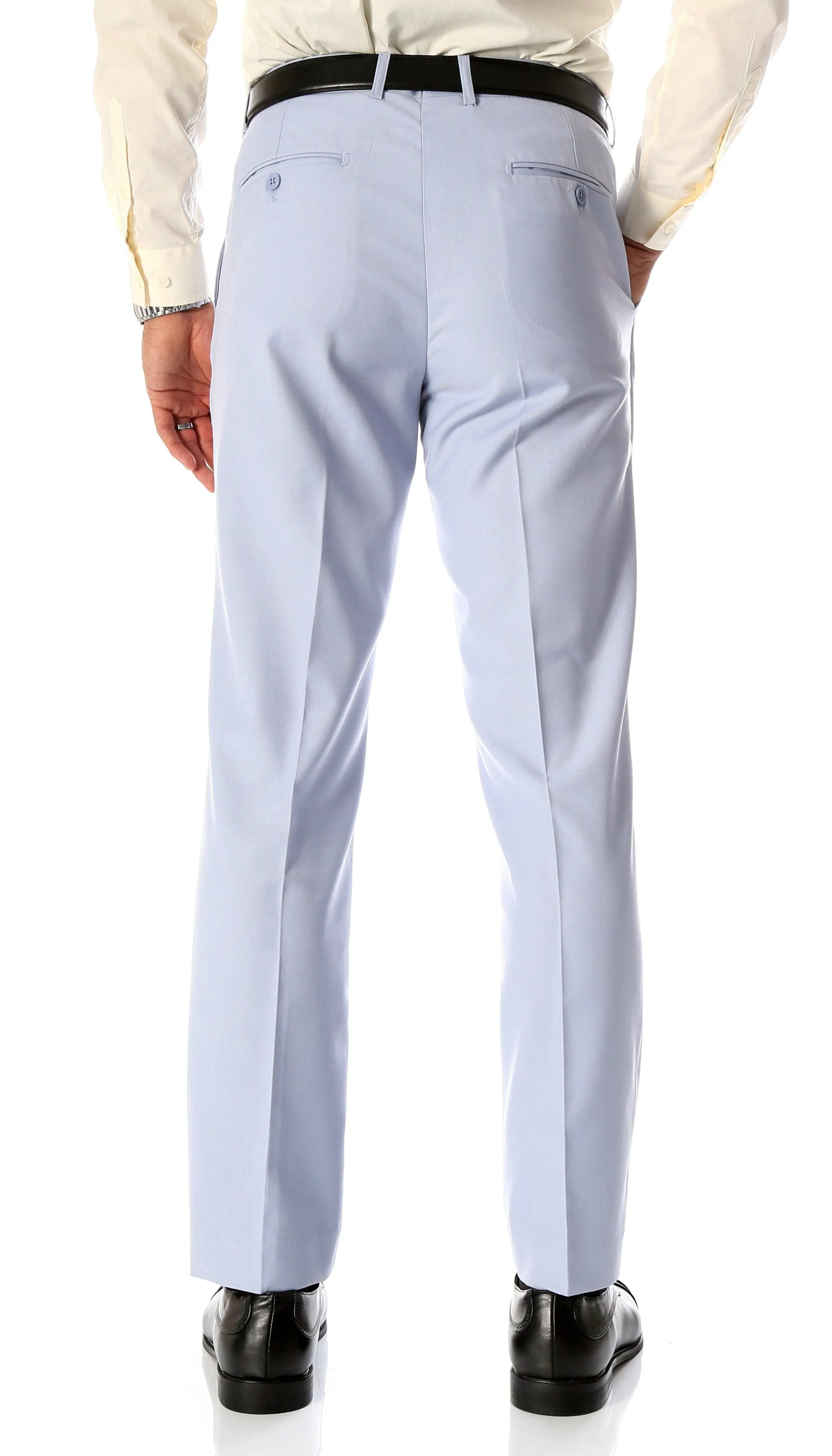 Ferrecci Men's Halo Sky Blue Slim Fit Flat-Front Dress Pants