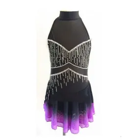 Figure Skating Dress Black to Purple Ombre Sleeveless BSU3182.22