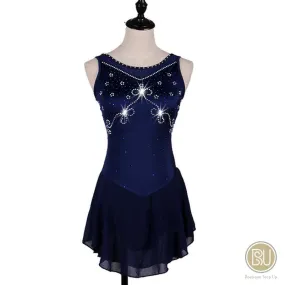 Figure Skating Dress Sleeveless Navy or Black with Crystals BSU050922