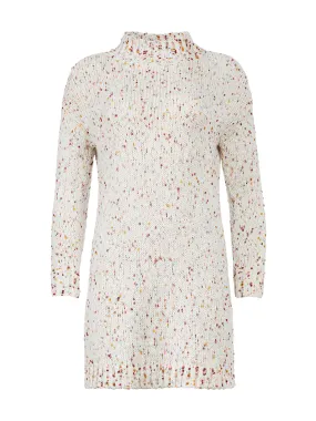 Flecked Turtleneck Sweater Dress in Confetti Heather