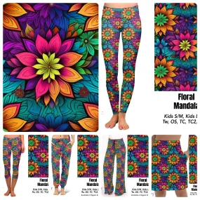 Floral Mandala leggings, capris, and skorts with pockets