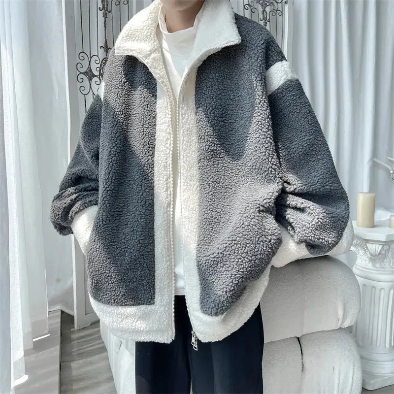 Foesce -New Men Fleece Fluffy Jacket Warm Cashmere Coat  Autumn New  Lightweight Couple Jackets Hip Hop Harajuku Youth Streetwear