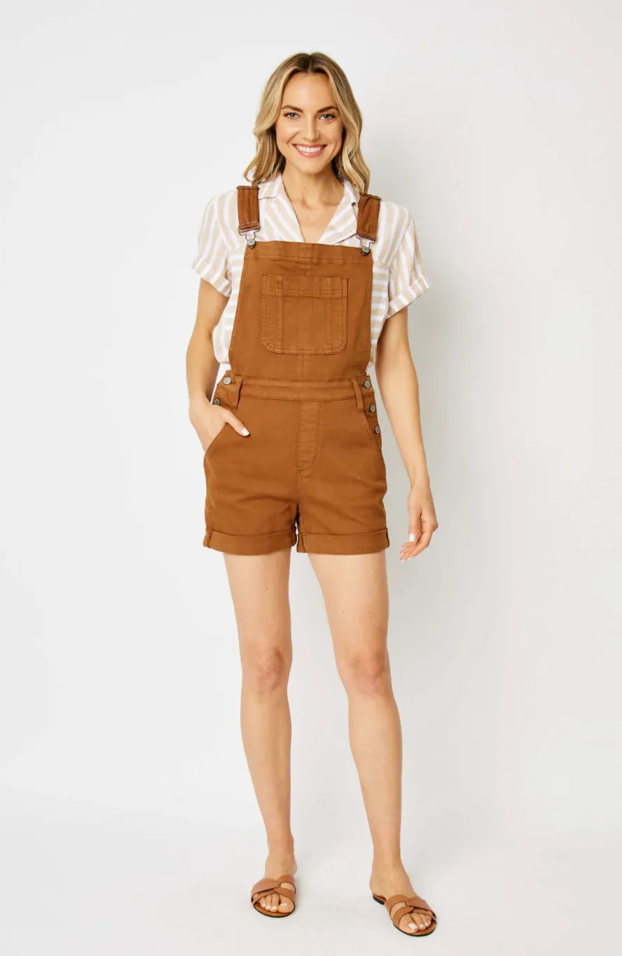 Garment Dyed Destroy Cuffed Overall Shorts