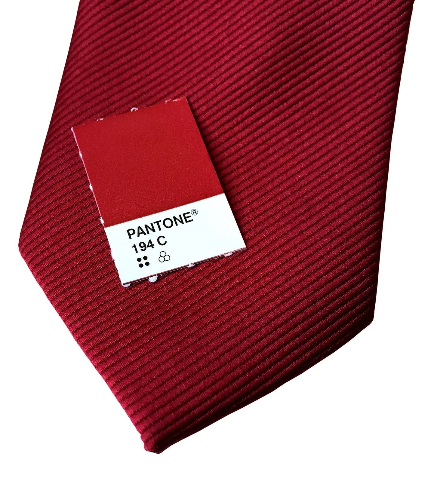 Garnet Red Necktie. Solid Color Fine-Stripe Tie, No Print