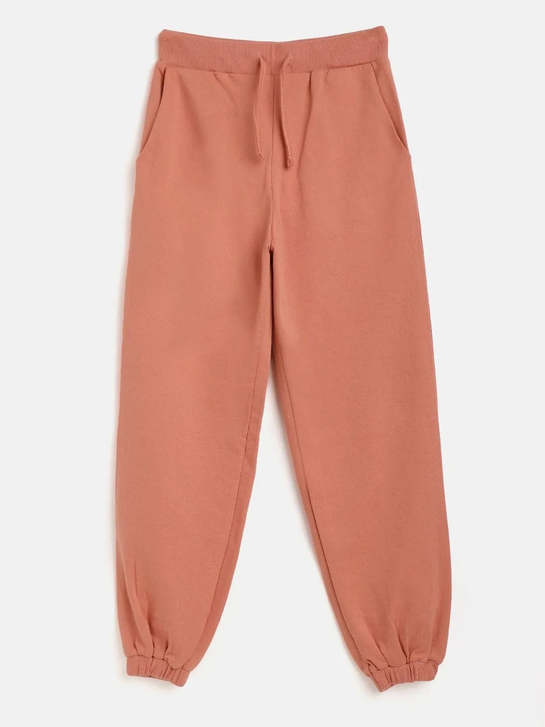 Girls Peach Terry Basic Drawstring Joggers - Lyush Kids