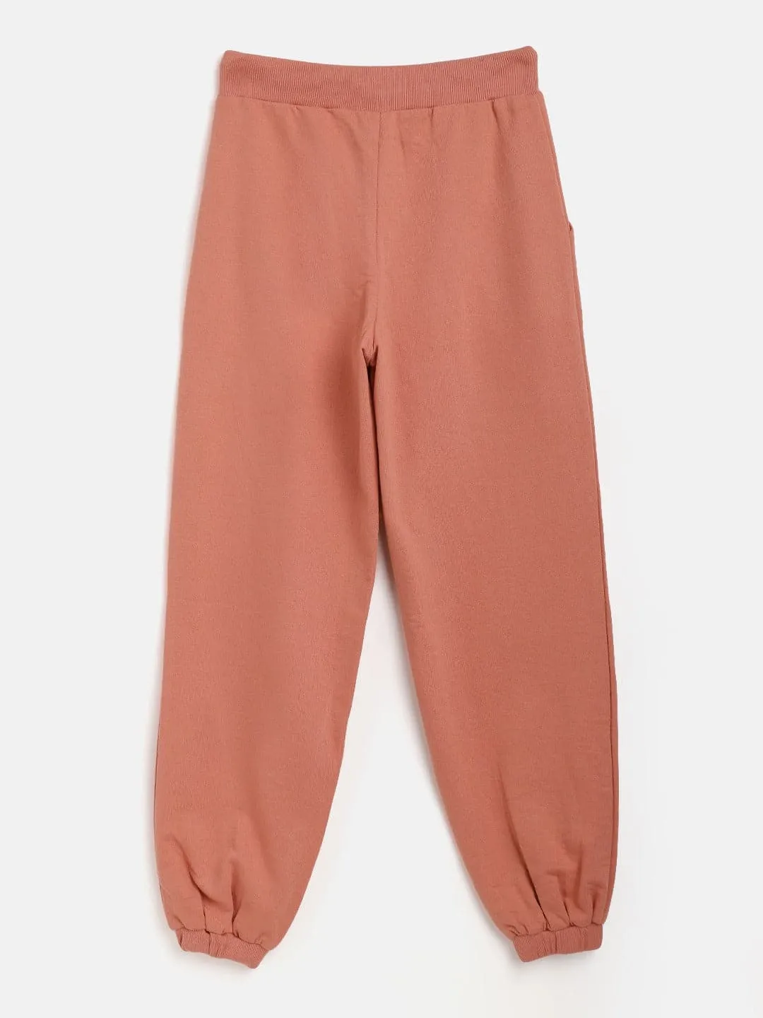 Girls Peach Terry Basic Drawstring Joggers - Lyush Kids