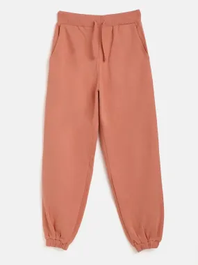 Girls Peach Terry Basic Drawstring Joggers - Lyush Kids