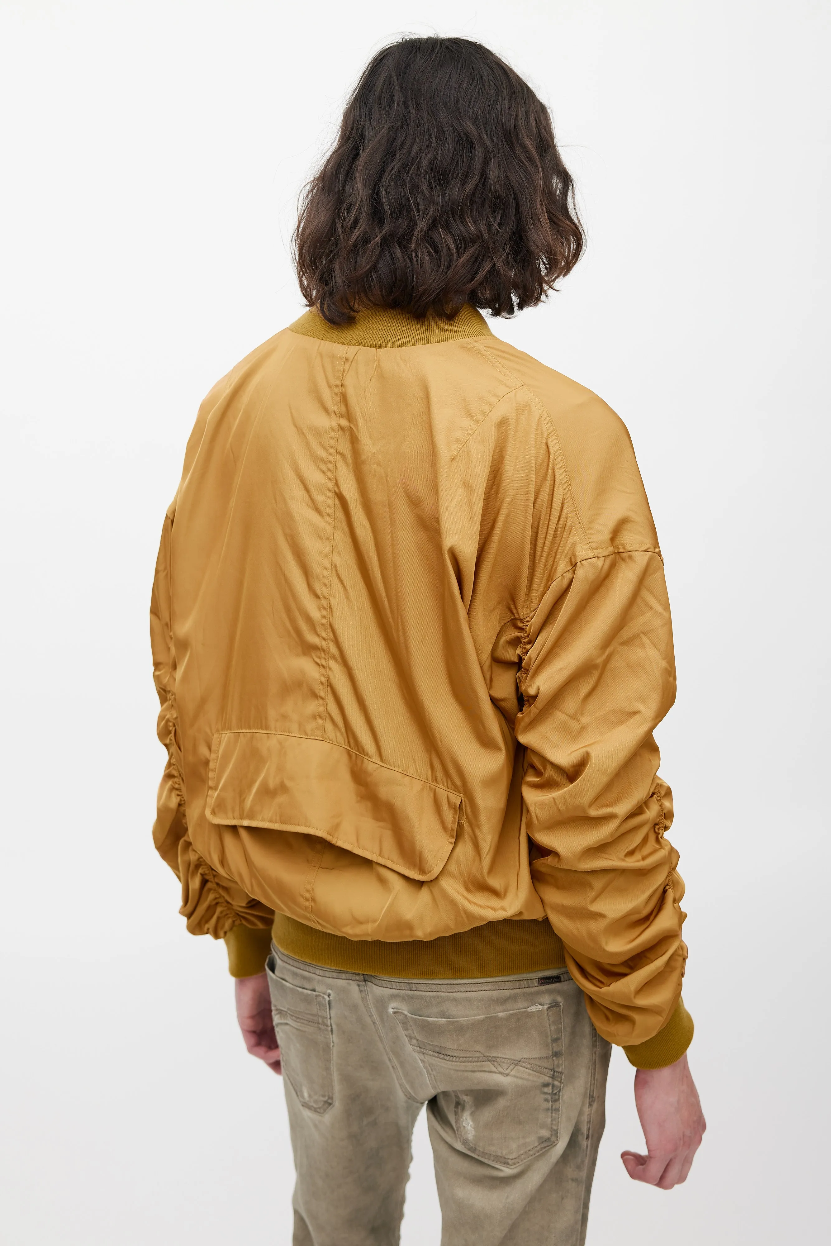 Gold Gathered Bomber Jacket