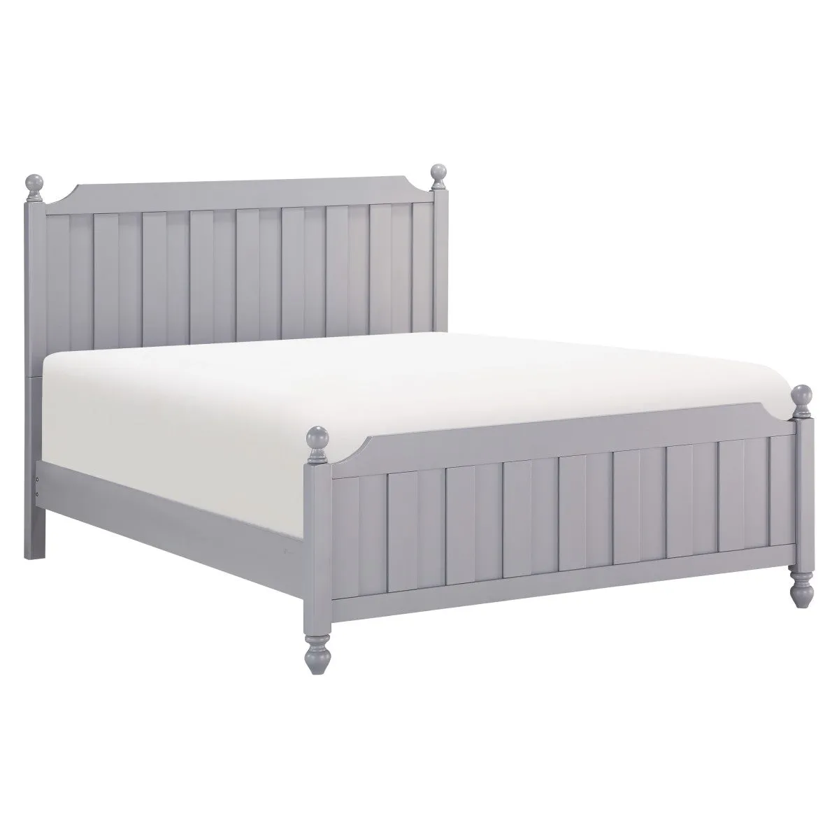 Gray Wood Full Bed with Headboard, Footboard, and Rails