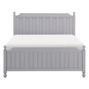 Gray Wood Full Bed with Headboard, Footboard, and Rails