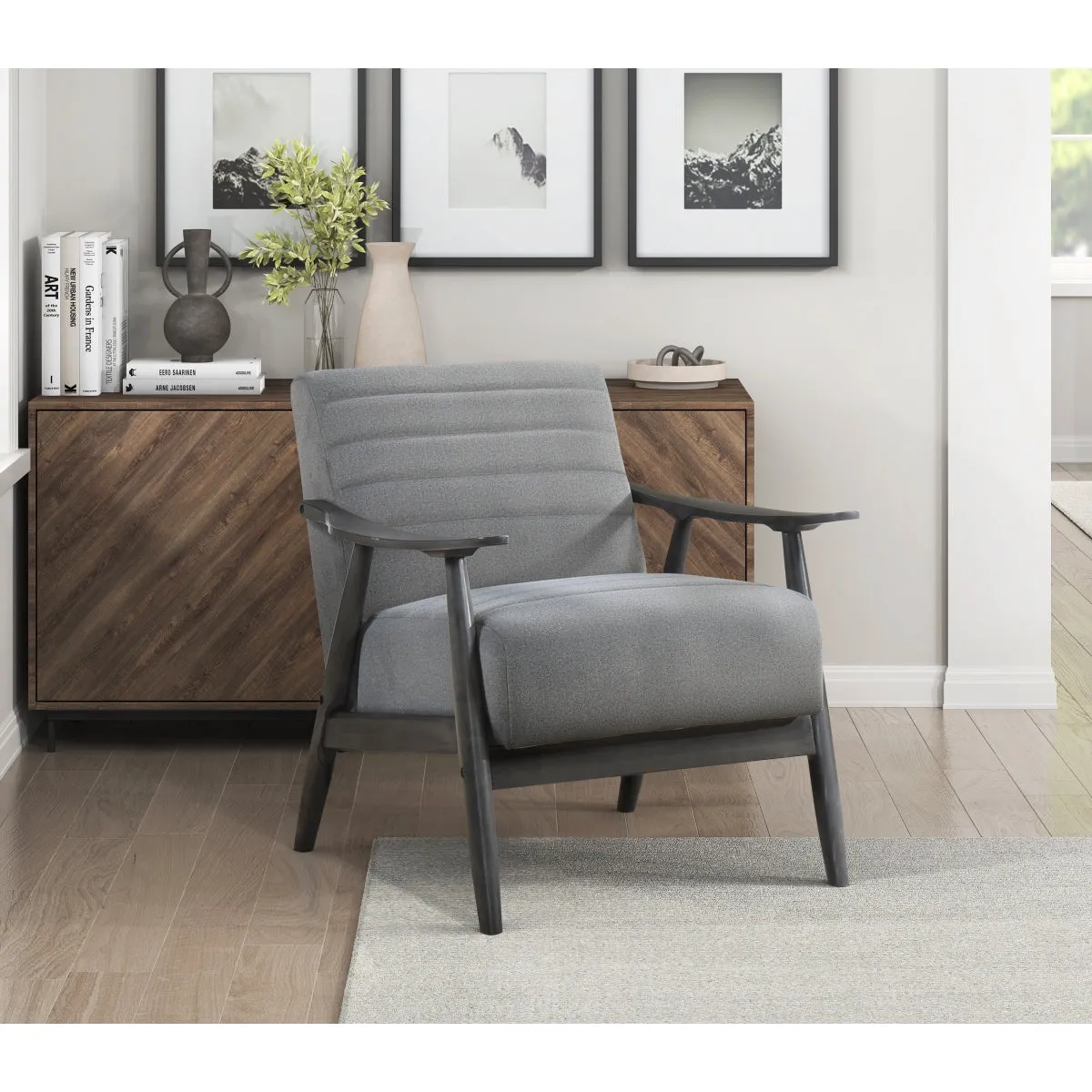 Greeley Gray Upholstered Wood Bench