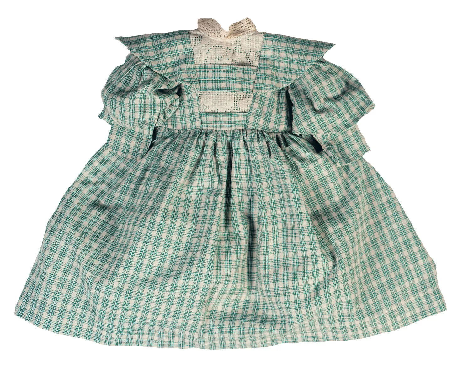 Green & White Checkered Bretelle Dress