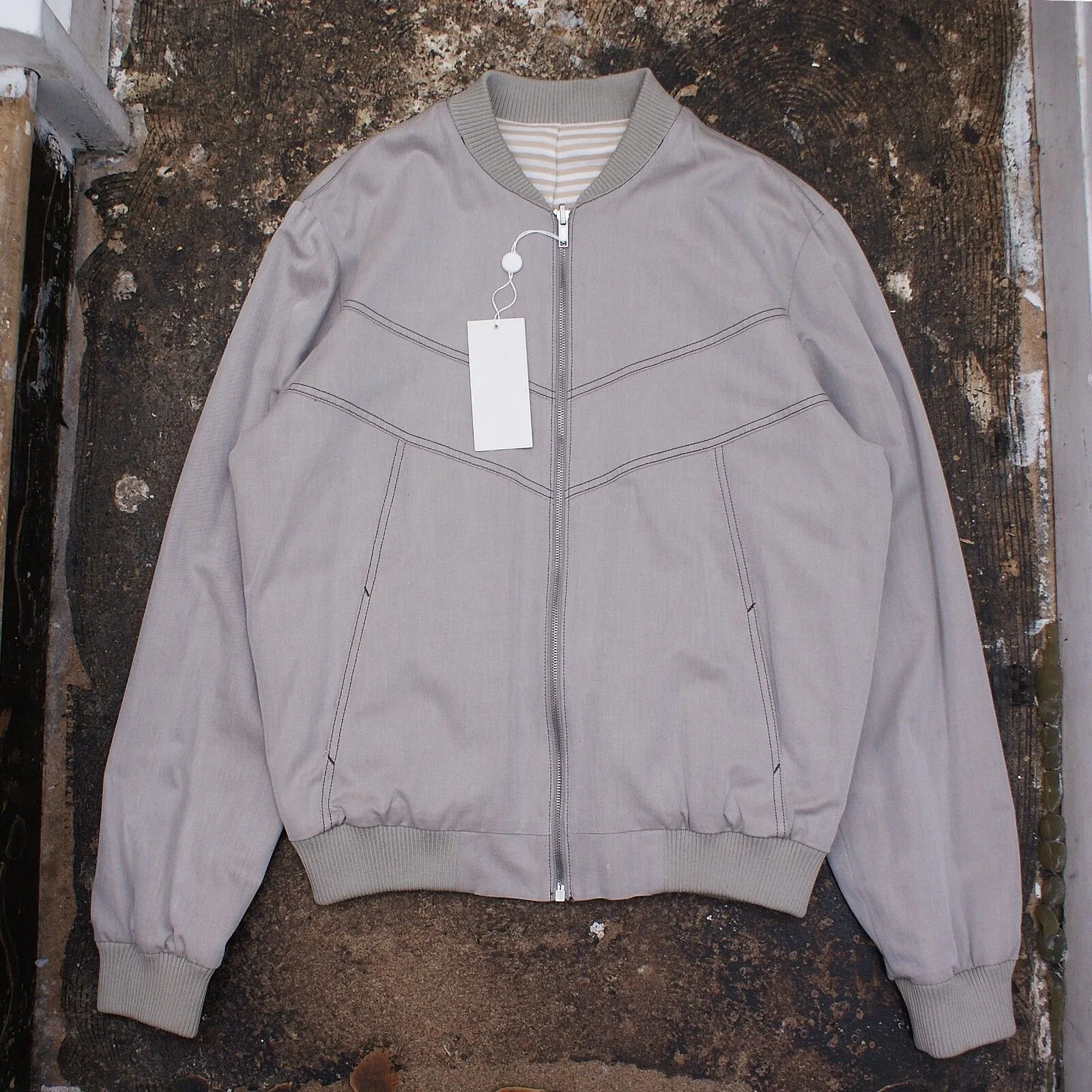 Grey Bomber With Stripe Lining