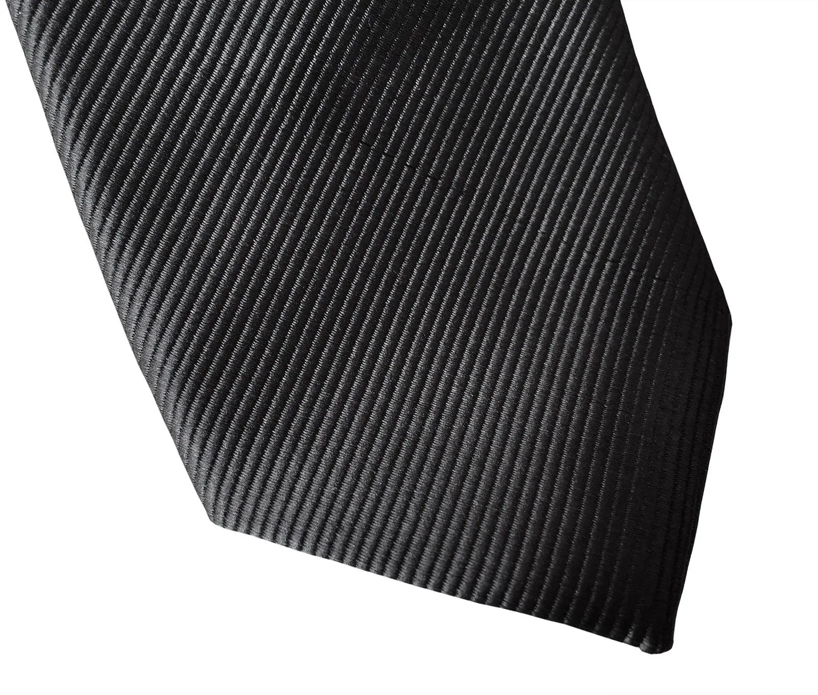 Gunmetal Necktie. Solid Color Fine-Stripe Tie, No Print