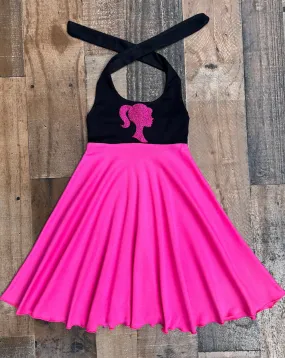 Hot Pink Black Barbie Girl Dress