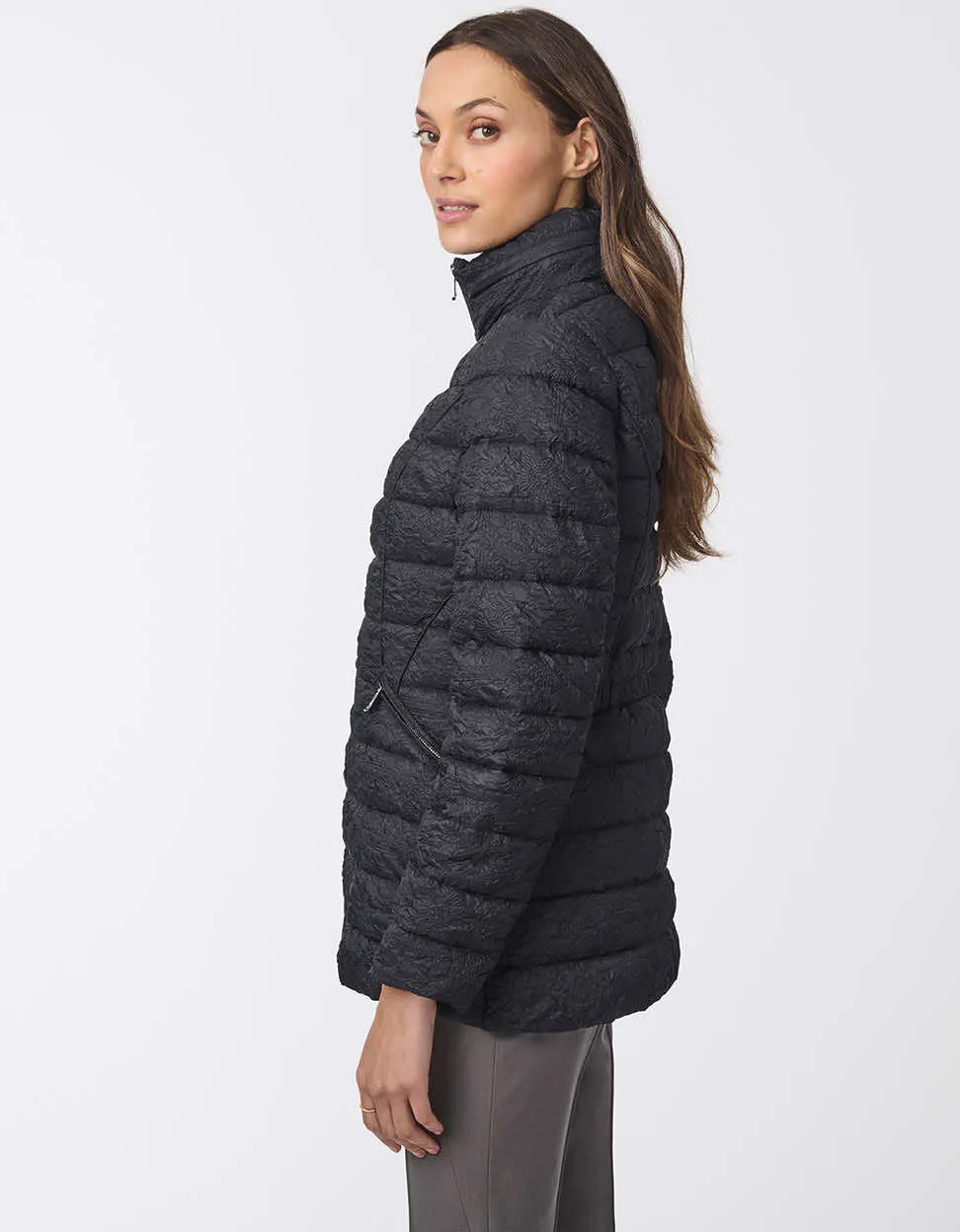 Jacquard Print Puffer Jacket