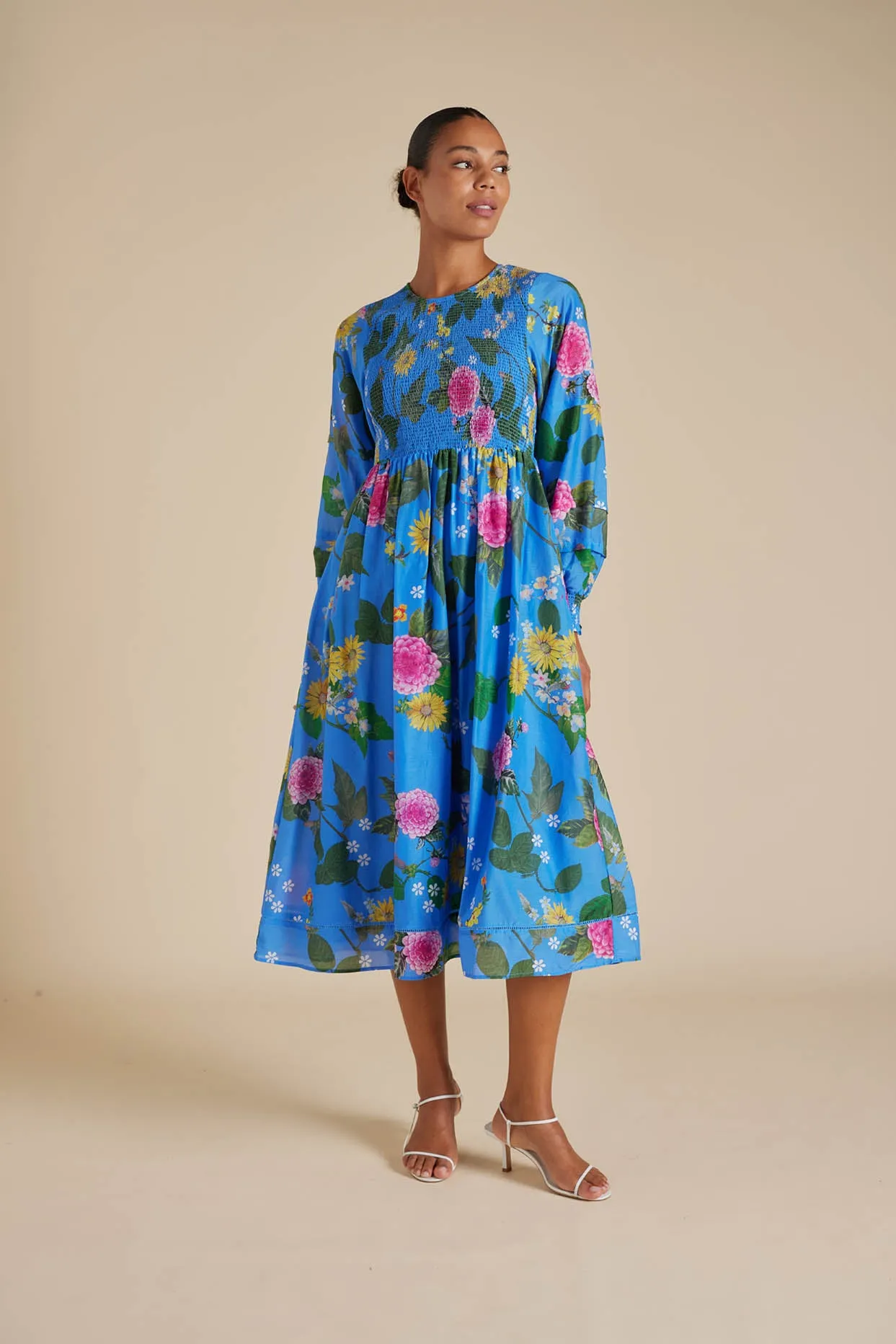 Jade Cotton Silk Dress in Periwinkle Aria