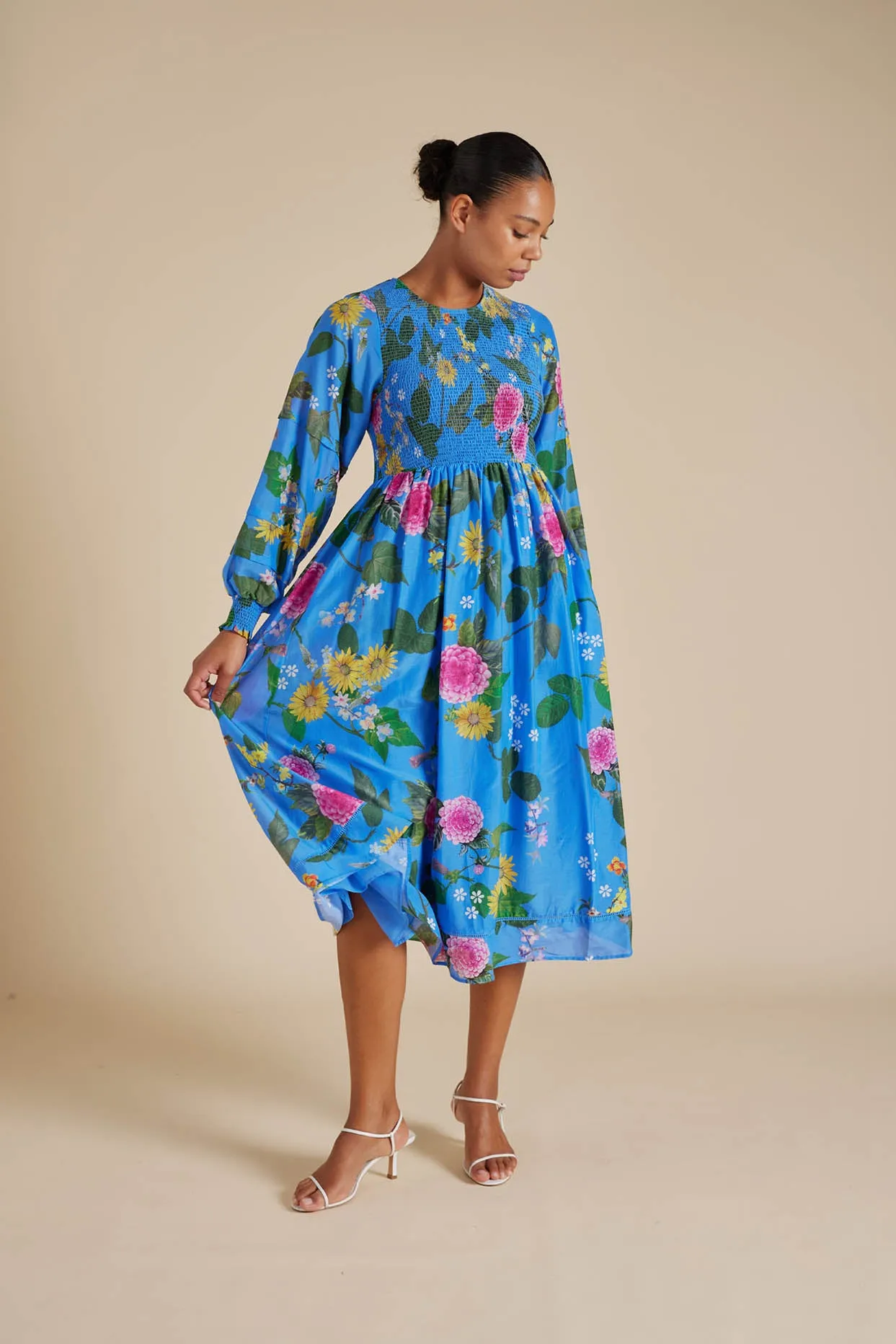 Jade Cotton Silk Dress in Periwinkle Aria