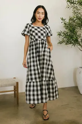 Jenna Gingham Maxi Dress in Black - FINAL SALE