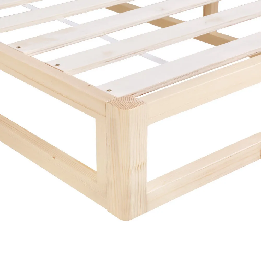 Kalam Minimalist Solid Pinewood Bed Frame - Queen