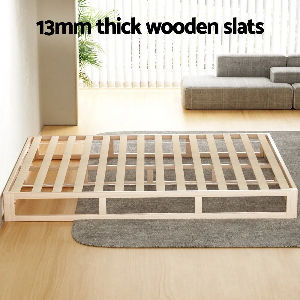 Kalam Minimalist Solid Pinewood Bed Frame - Queen