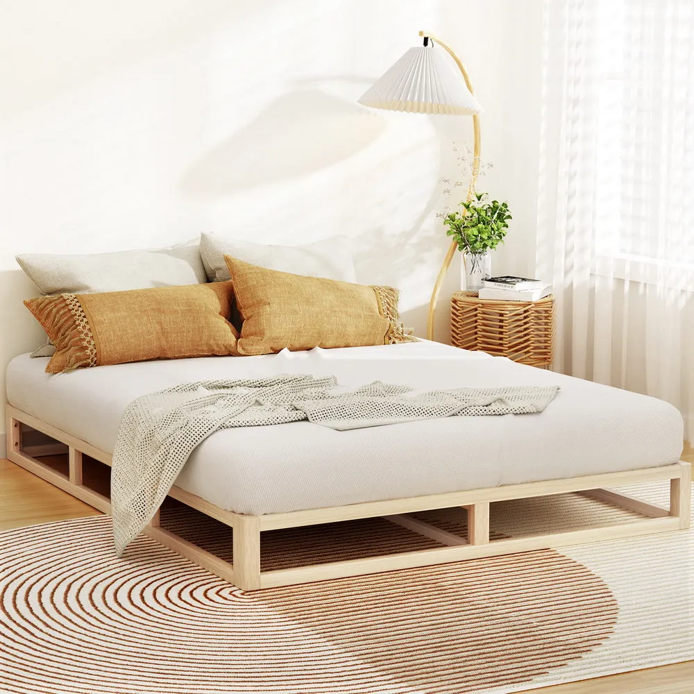 Kalam Minimalist Solid Pinewood Bed Frame - Queen