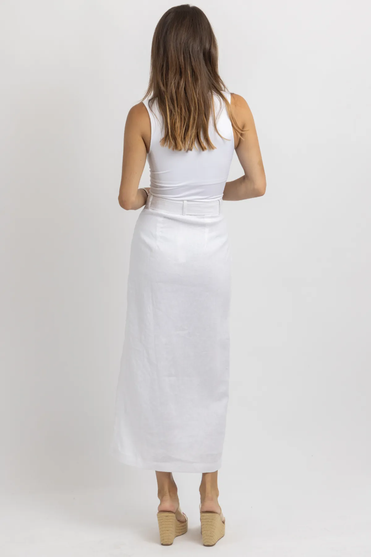 KINSLEY WHITE LINEN SKIRT *BACK IN STOCK*