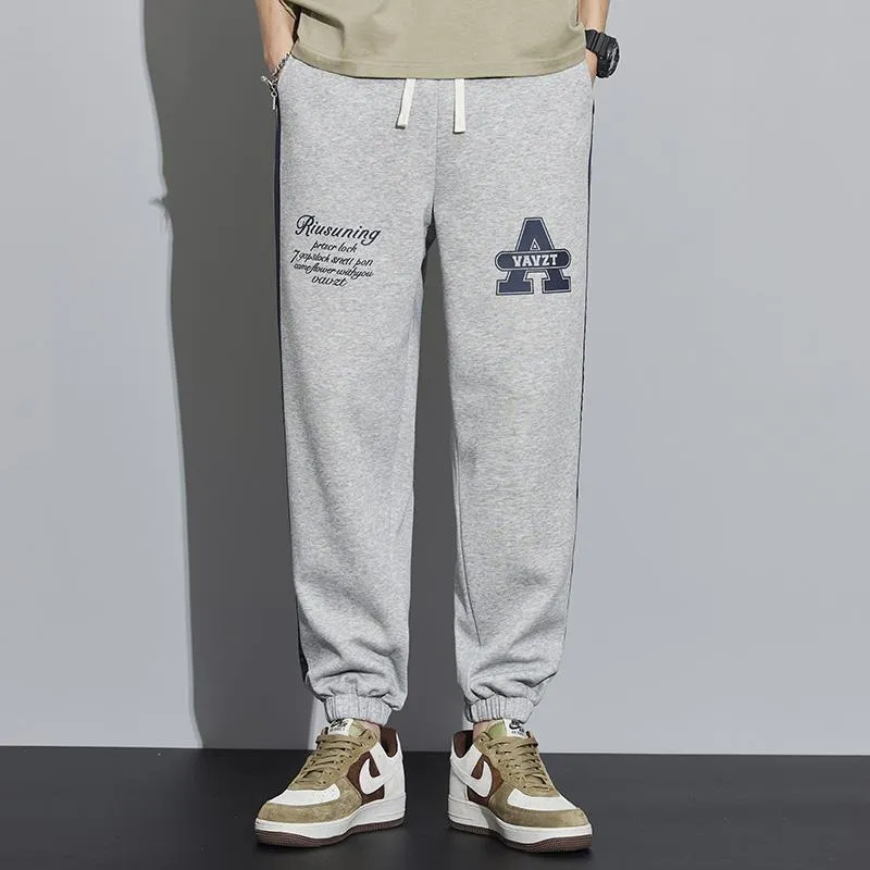 Knitted Sports Versatile Letter Tapered Patchwork Sweatpant