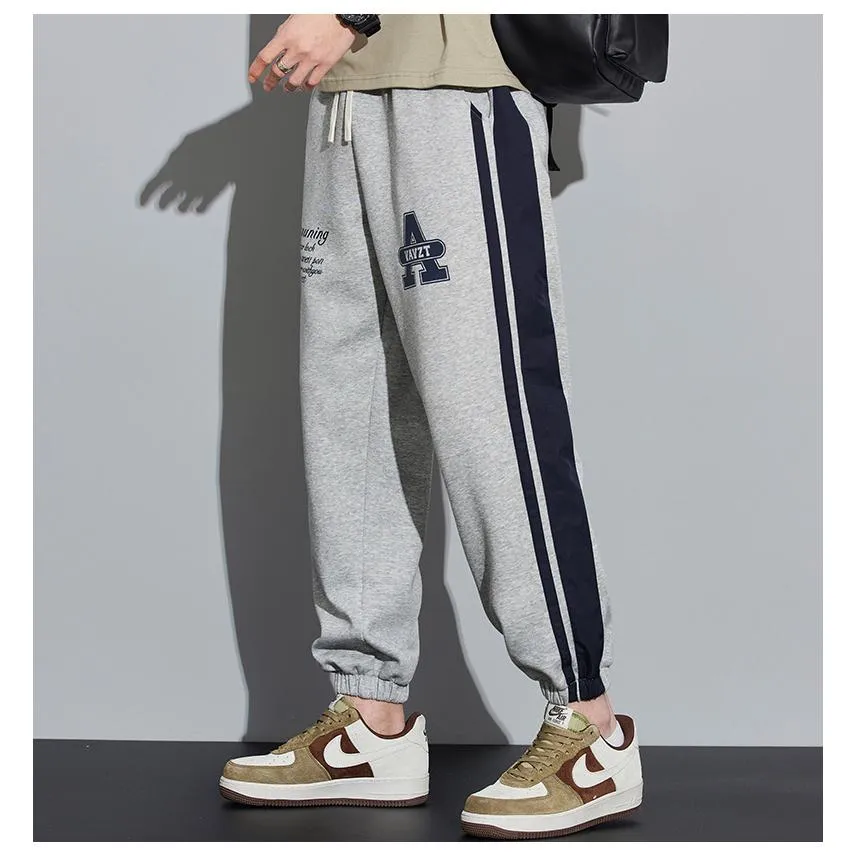 Knitted Sports Versatile Letter Tapered Patchwork Sweatpant