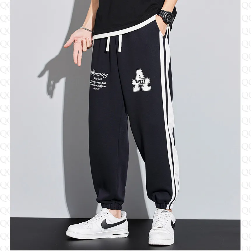 Knitted Sports Versatile Letter Tapered Patchwork Sweatpant