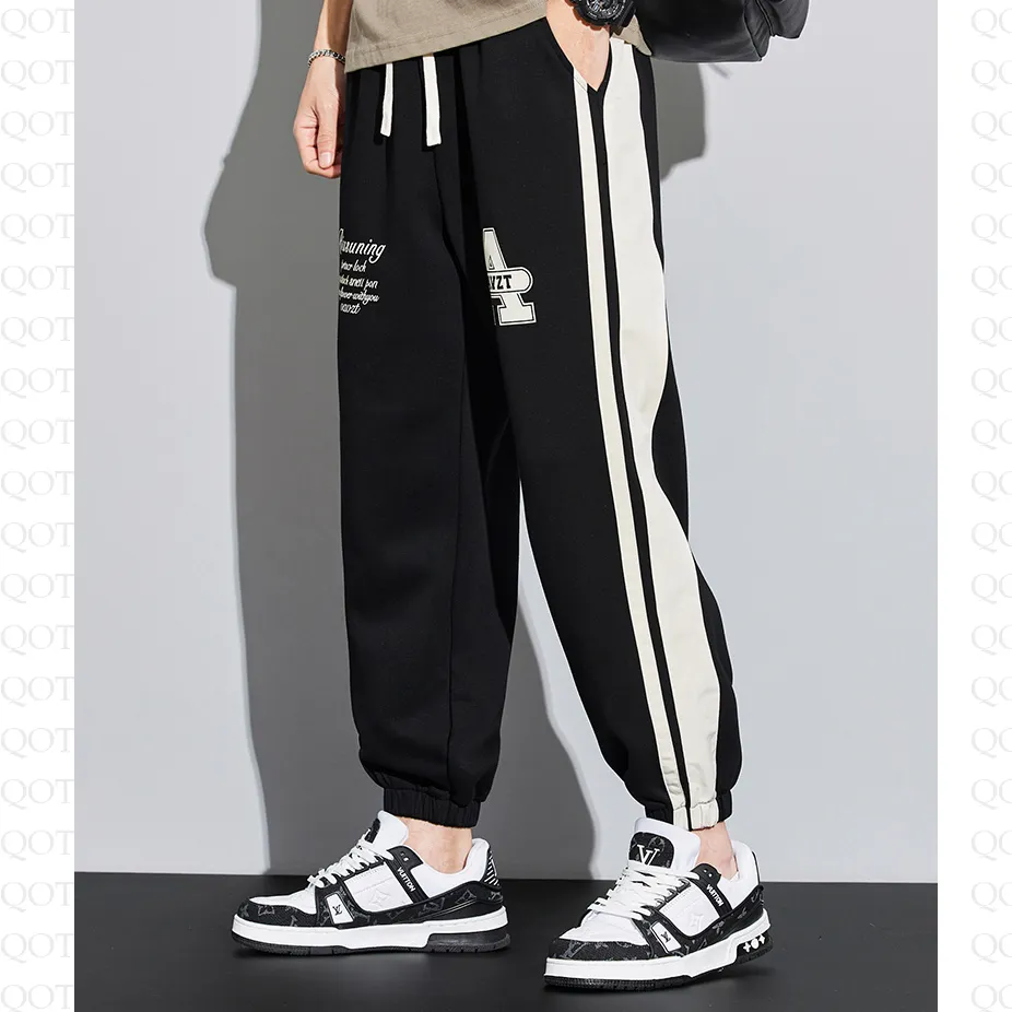 Knitted Sports Versatile Letter Tapered Patchwork Sweatpant