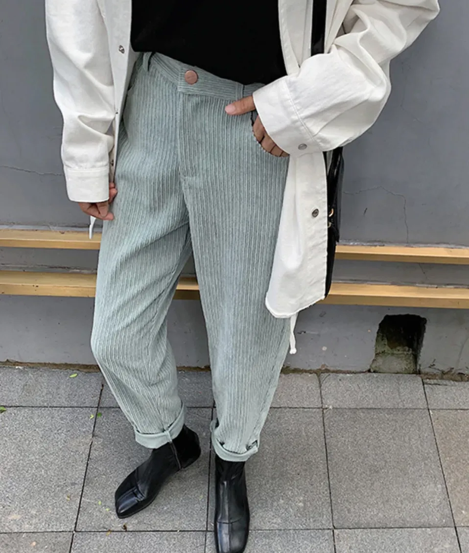 [Korean Style] Bolo High Waist Corduroy Pants