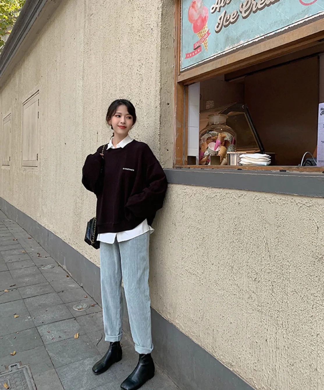 [Korean Style] Bolo High Waist Corduroy Pants