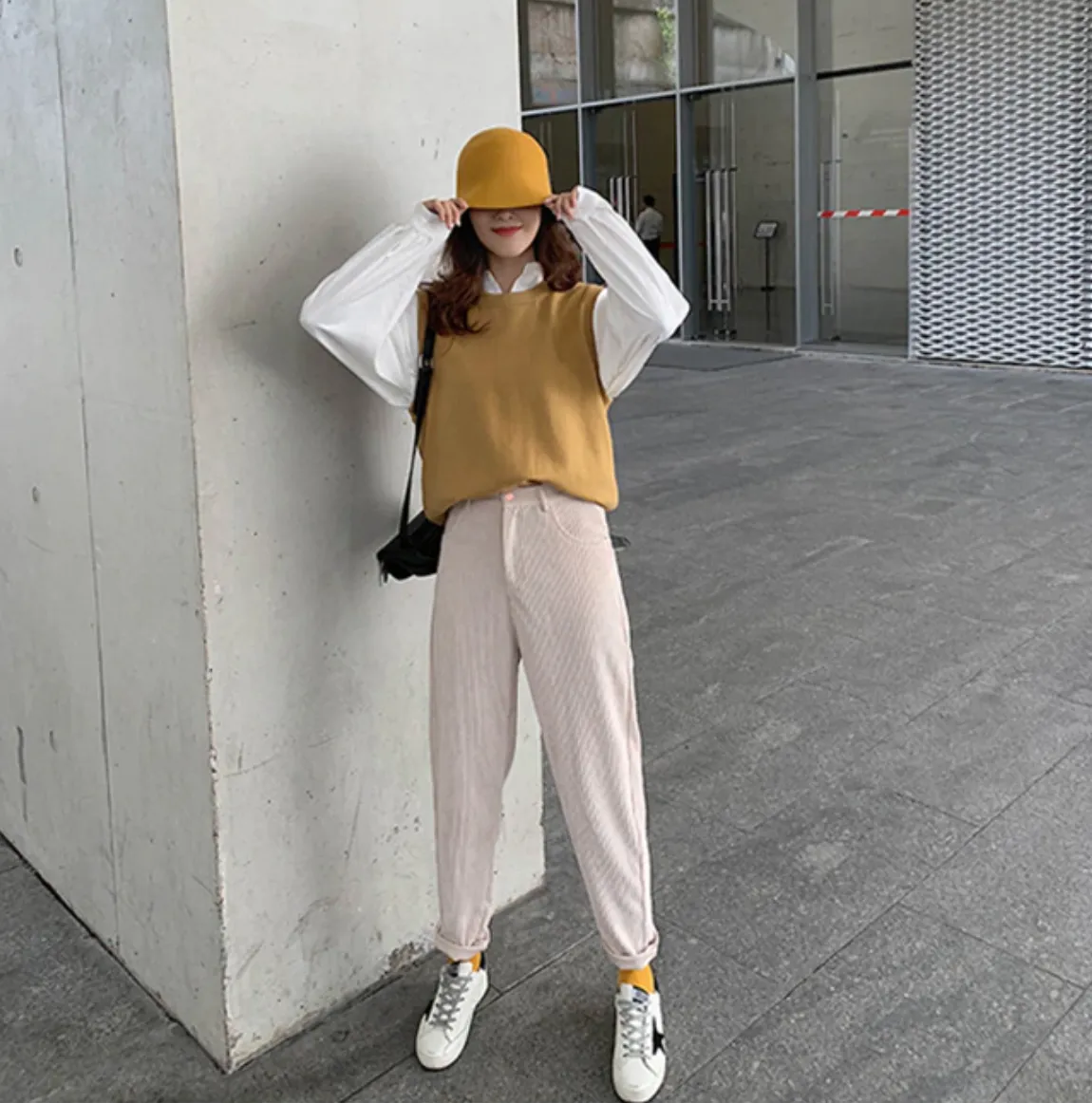 [Korean Style] Bolo High Waist Corduroy Pants