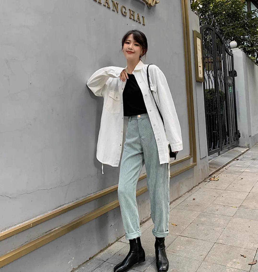 [Korean Style] Bolo High Waist Corduroy Pants