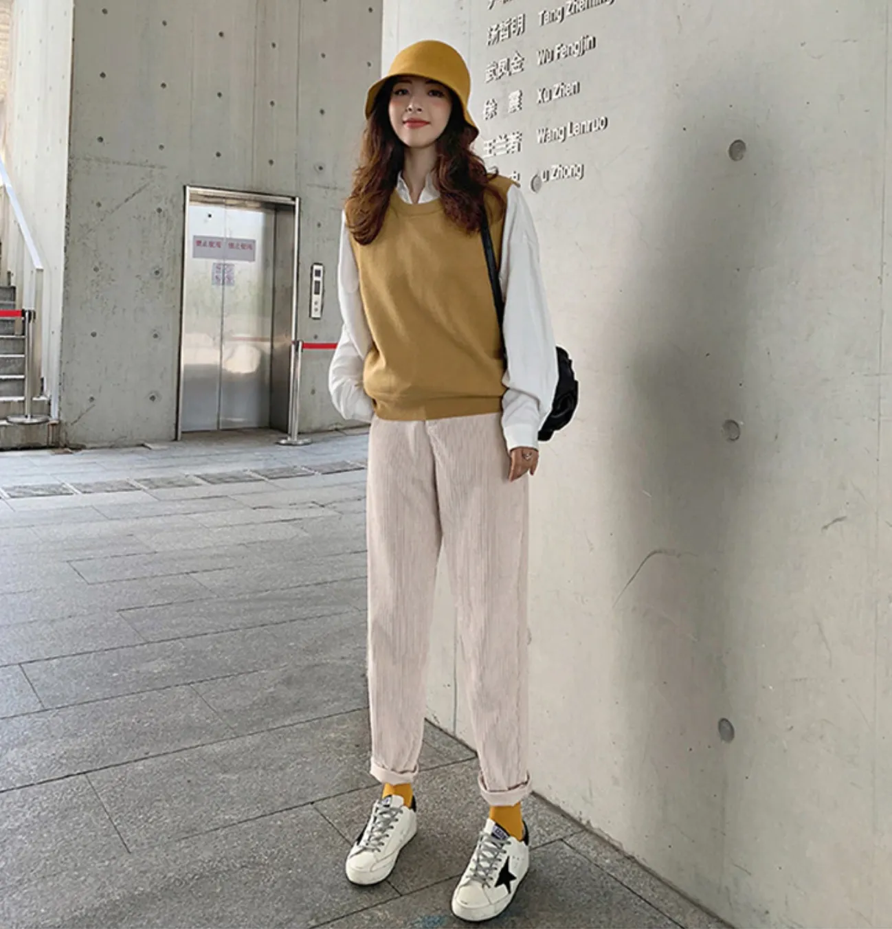 [Korean Style] Bolo High Waist Corduroy Pants