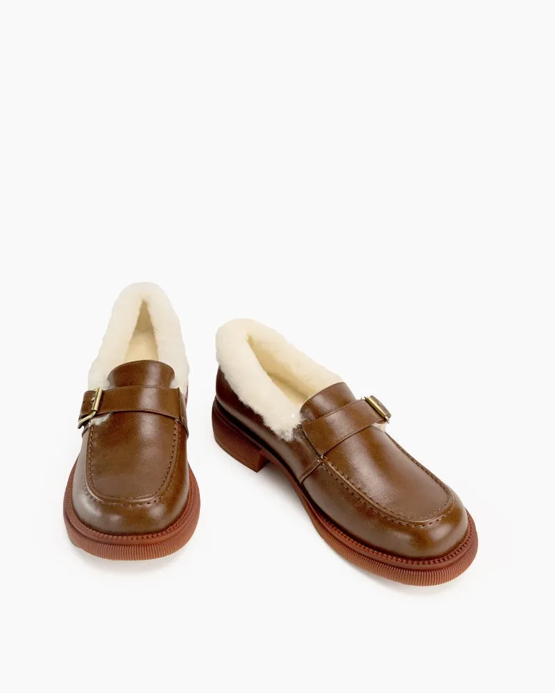 Lamb Fur Slip-on Comfortable Flat Loafers